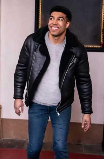 Chad 12 Dates Of Christmas Shearling Black Leather Jacket