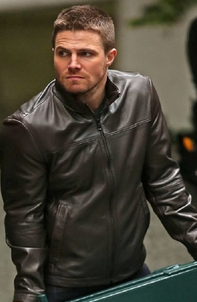Arrow TV Series Oliver Queen Black Leather Jacket
