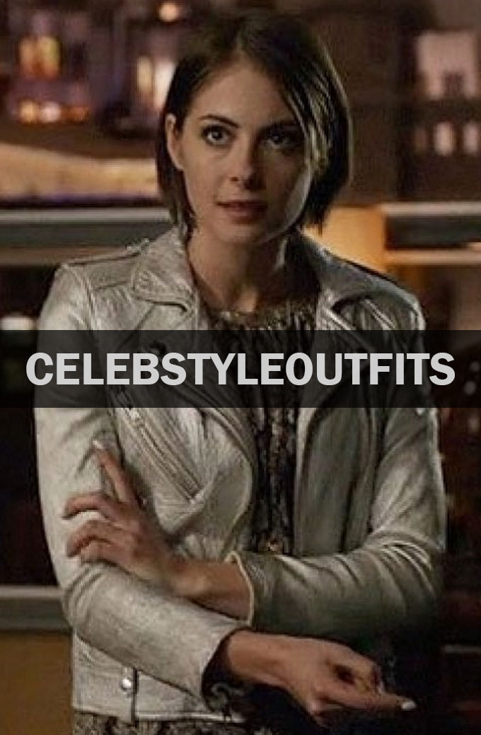 Willa Holland Arrow Silver Motorcycle Leather Jacket