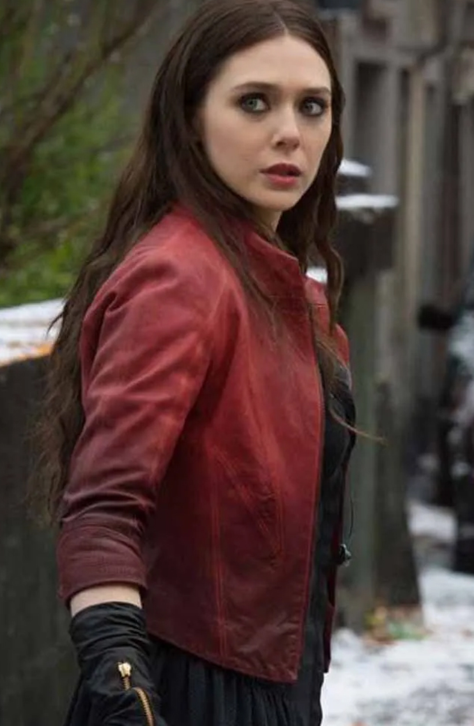 Avengers Age Of Ultron Scarlet Witch Red Leather Jacket