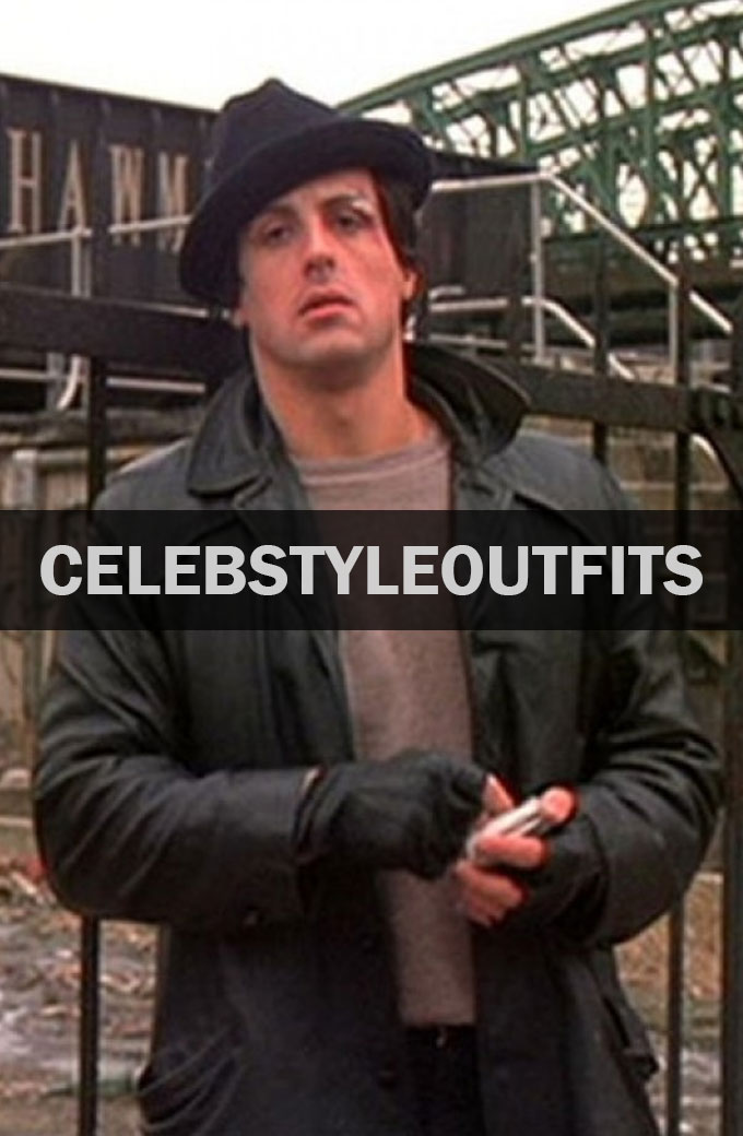 Rocky Sylvester Stallone Black Leather Coat Jacket
