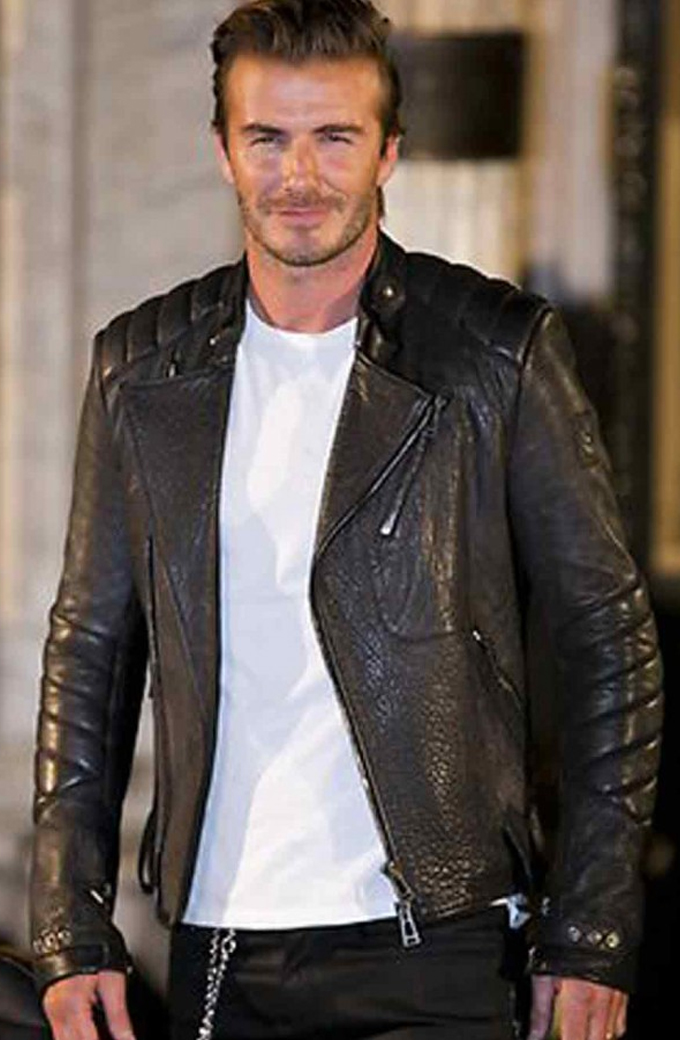 David Beckham Elegent Polished Black Leather Jacket
