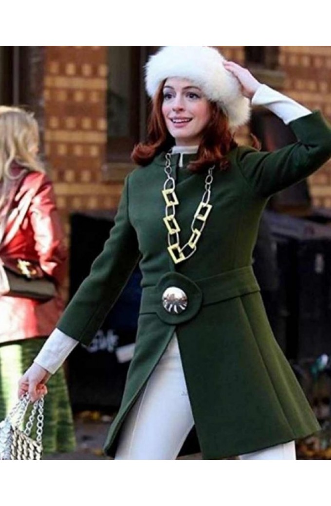 Modern Love Anne Hathaway Green Wool Blend Coat