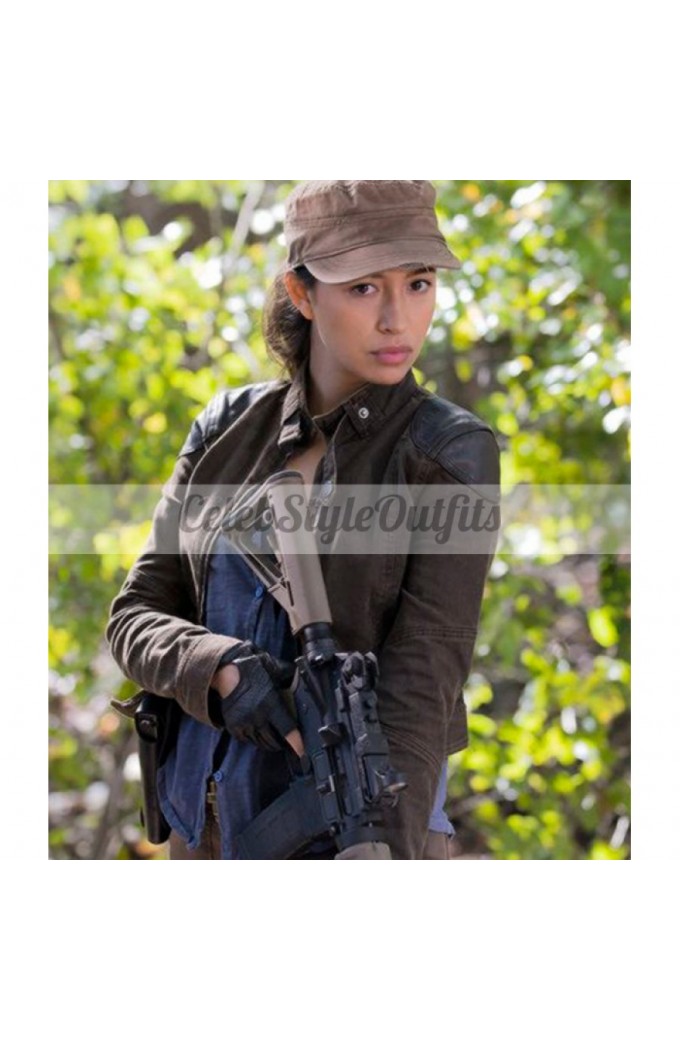 The Walking Dead S6 Christian Serratos Brown Leather Jacket