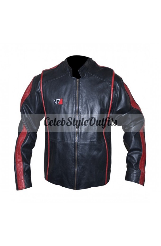 N7 Mass Effect 3 Black Leather Jacket