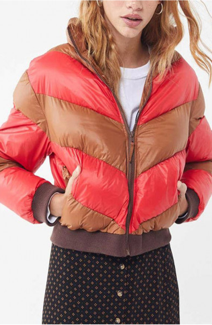 Spinning Out Willow Shields Satin Bomber Puffer Jacket