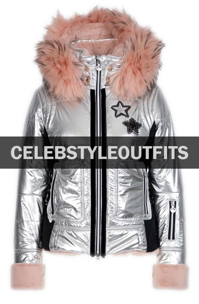 Spinning Out Sarah Wright Olsen Silver Puffer Jacket