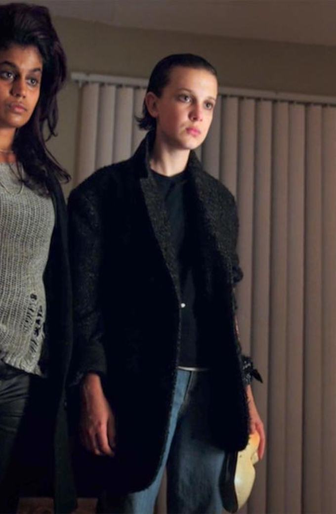 Stranger Things Season 3 Eleven Black Wool Coat