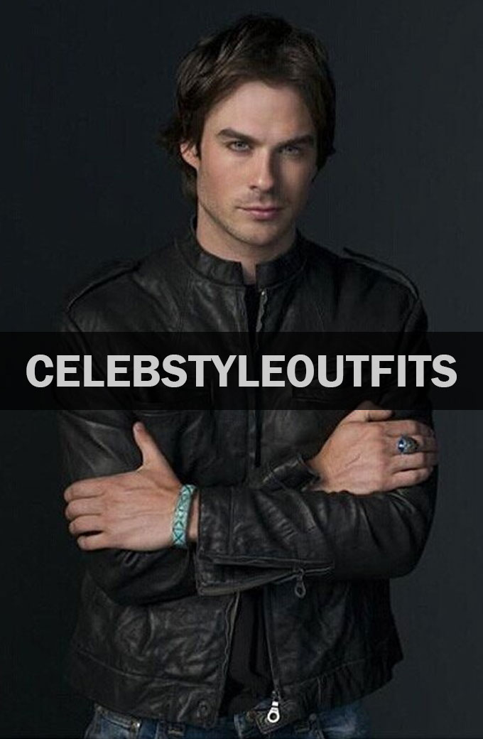 The Vampire Diaries Damon Salvatore Black Leather Jacket
