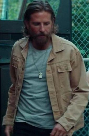 Jackson Maine Star Is Born Bradley Cooper Beige Cotton Jacket