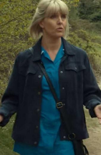 Nurse Emma After Life TV Show Ashley Jensen Blue Cotton Jacket