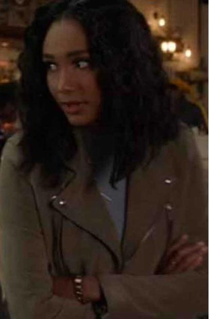 All American Layla Keating Greta Onieogou Beige Suede Jacket greta-onieogou-all-american-jacket