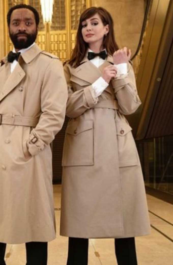 Anne Hathaway Locked Down Linda Beige Cotton Long Trench Coat