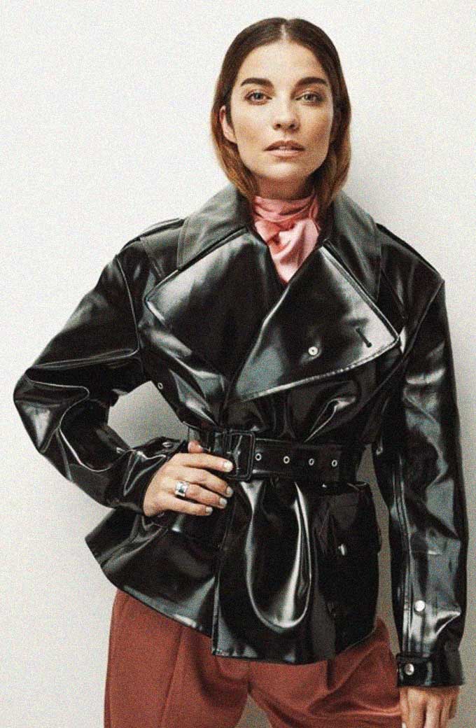 Schitt's Creek Annie Murphy Fashion Magazine Black Leather Jacket
