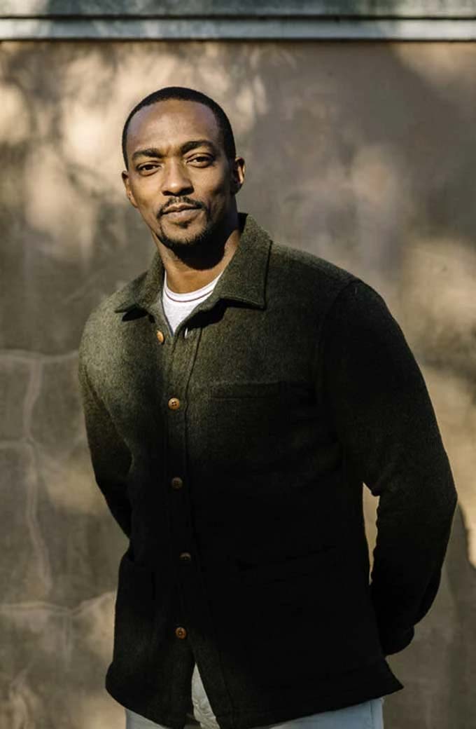 Casual Anthony Mackie Army Green Wool Shirt-Style Jacket