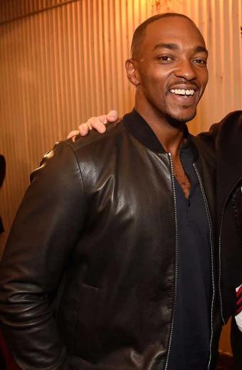 MTV Movie Awards Anthony Mackie Causal Brown Leather Jacket
