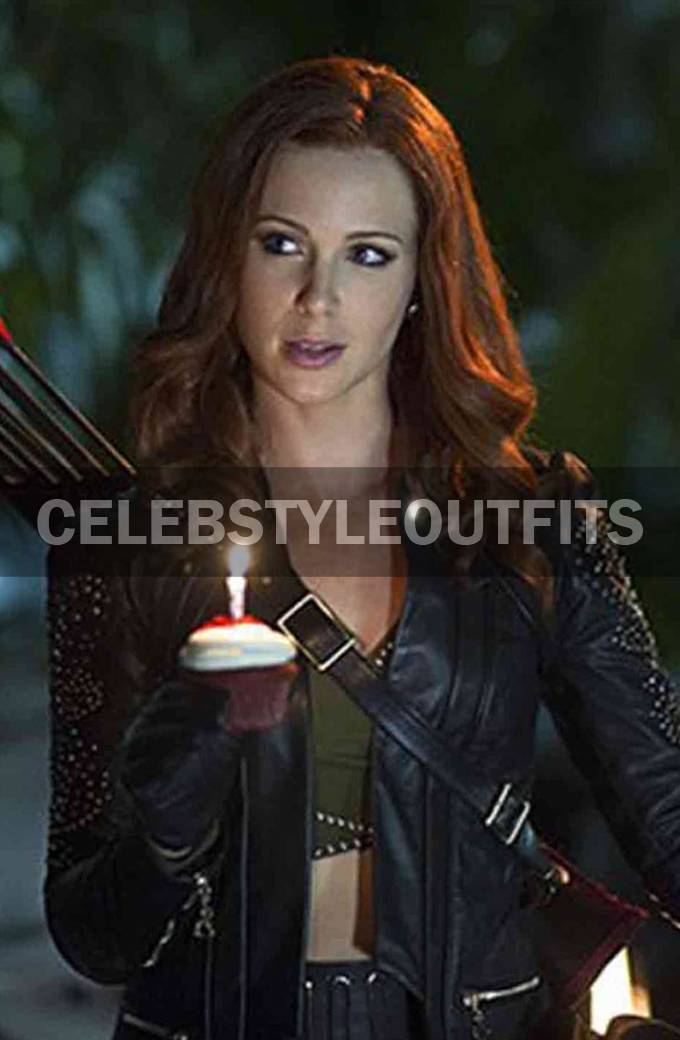 Arrow TV Series Cupid Amy Gumenick Leather Trench Coat
