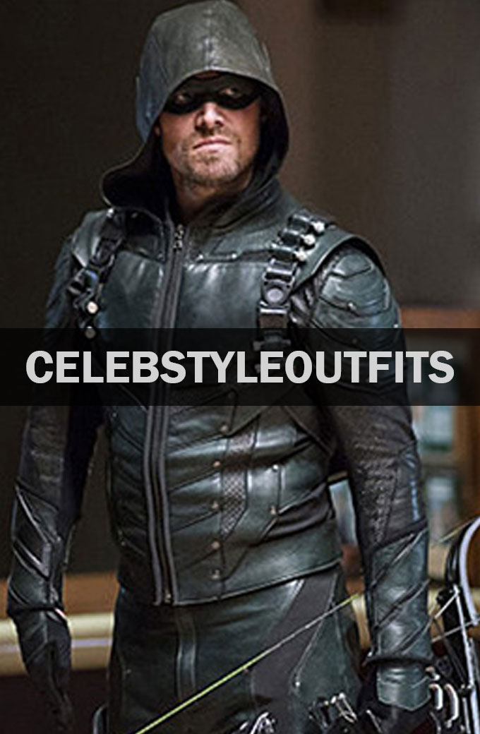 Oliver Green Arrow Stephen Amell Green Leather Jacket