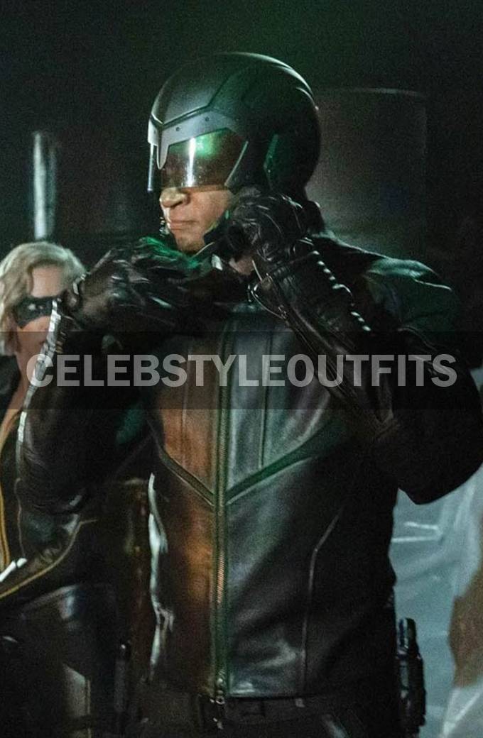Arrow Season 8 Spartan Green Leather Jacket