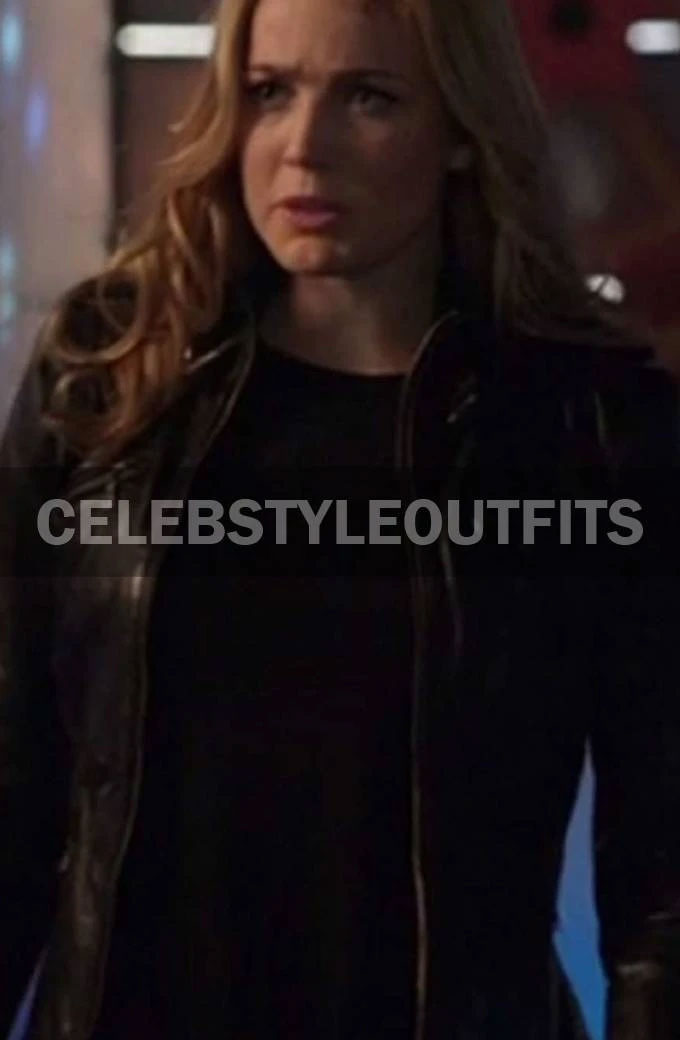 Sara Lance Arrow White Canary Caity Lotz Black Leather Jacket