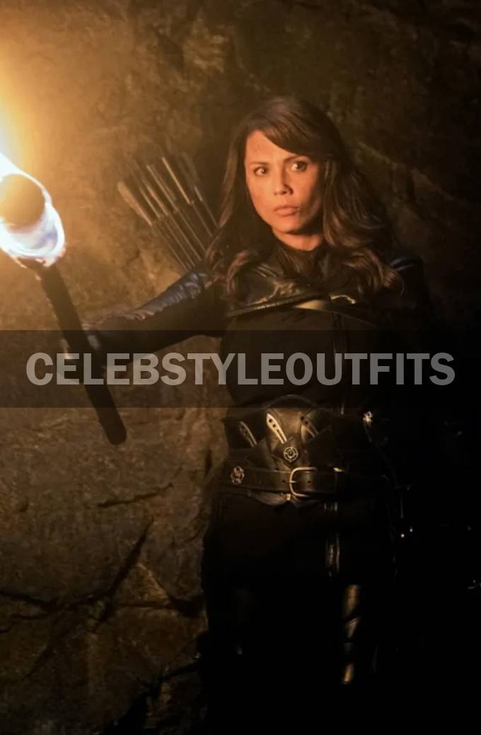 Arrow TV Show Lexa Doig DeAnn Anderson Black Leather Jacket