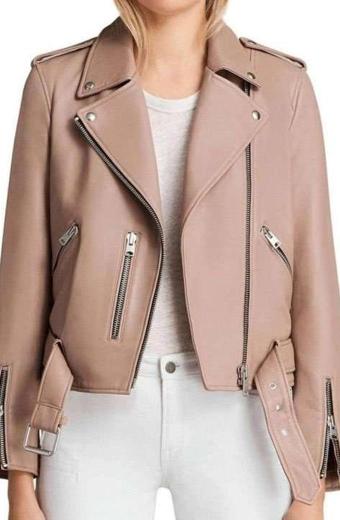 Thea Queen Arrow Speedy Willa Holland Beige Leather Jacket