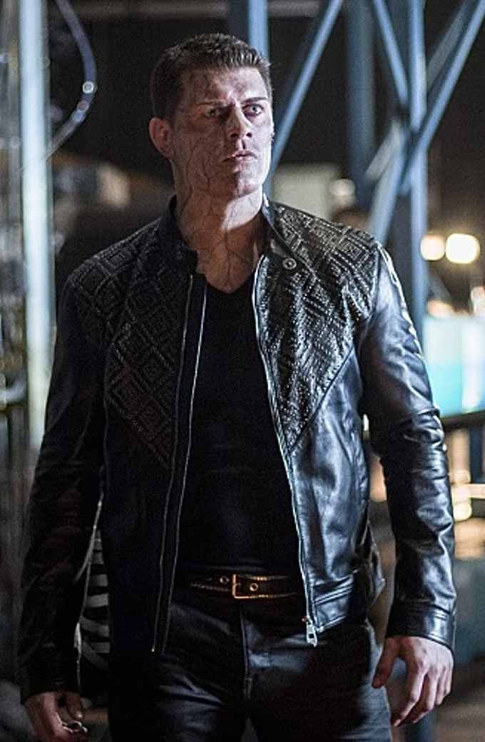 Derek Sampson Cody Rhodes Arrow Studded Black Leather Jacket