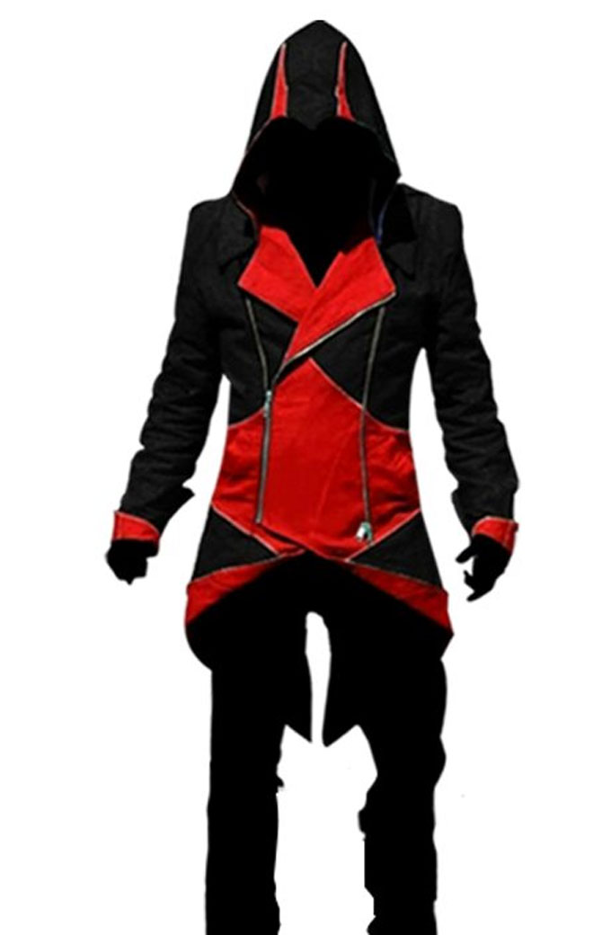 Assassins Creed Video Game Black Leather Hooded Jacket