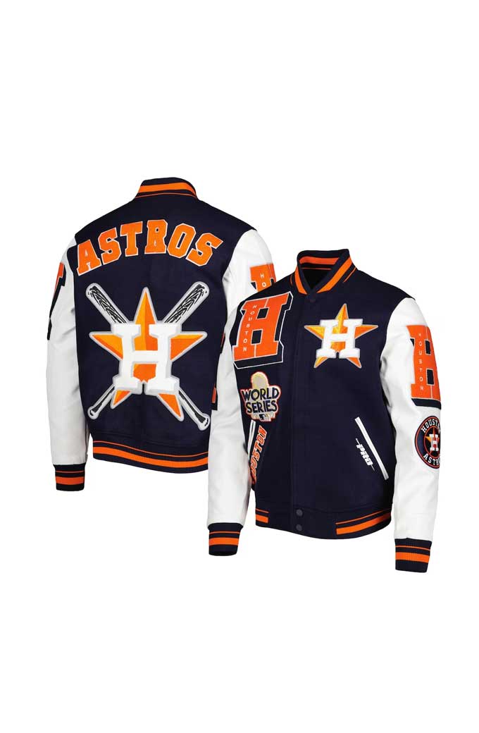 Houston Astros Pro Standard Mash Up Logo Varsity Navy Jacket