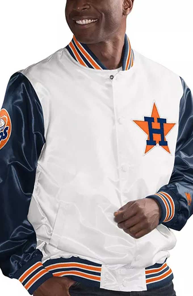 The Legend Houston Astros Starter White Bomber Satin Jacket
