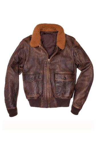 Aviator US Navy G-1 Flight Bomber Leather Shearling Jacket