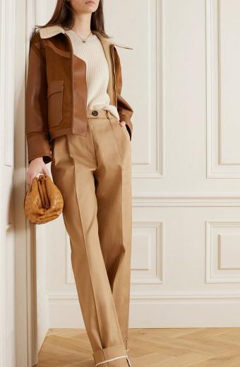 Aviator Stella McCartney Womens Vintage Brown Leather Jacket