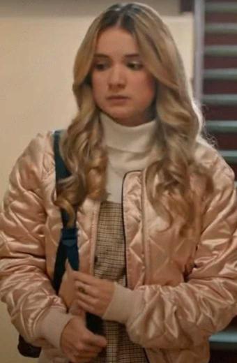Lily Miller Bad Influence Devin Cecchetto Pink Satin Jacket