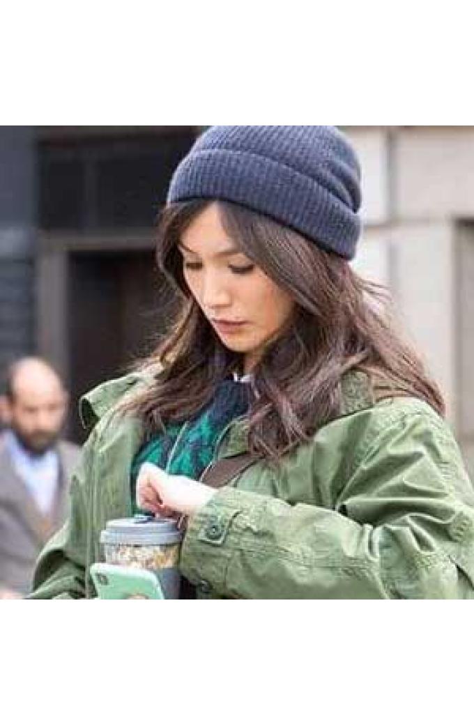 Gemma Chan Leather Jackets And Cotton Coats Collection