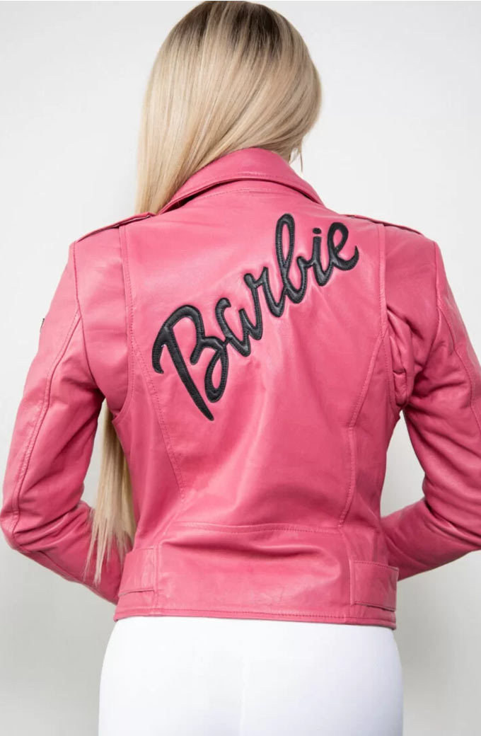 Barbie Movie Inspired Biker Pink Leather Asymmetrical Jacket