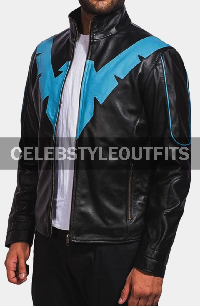 Batman Arkham Knight Nightwing Black Leather Jacket