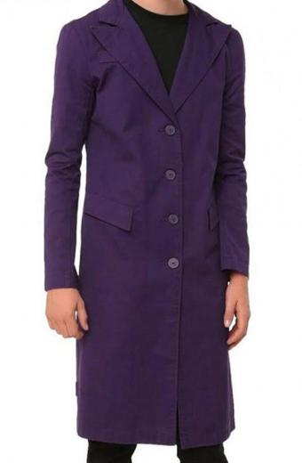 The Dark Knight Joker Heath Ledger Purple Long Trench Coat