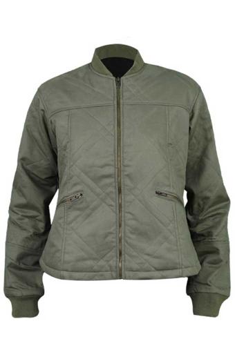 Louise Simona Brown Behind Her Eyes Bomber Green Cotton Jacket
