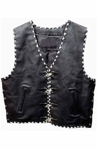 Motorbiker Black Designer Leather Vest