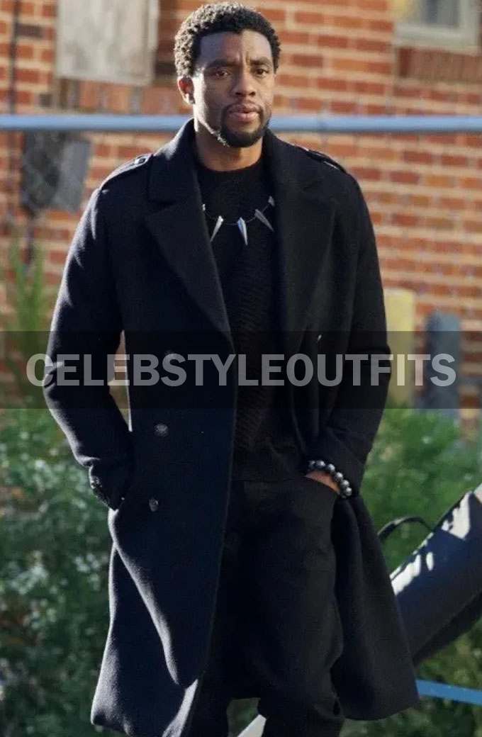 Black Panther Chadwick Boseman T Challa Black Wool Coat