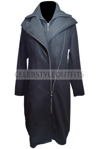Marisa Ramirez Maria Baez Blue Bloods Black Wool Drape Coat