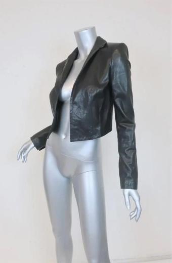 Rachel Zoe Bobby Womens Black Leather Open Front Bolero Jacket
