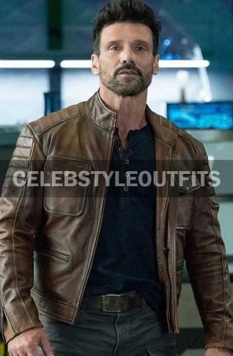 Roy Pulver Frank Grillo Boss Level Brown Leather Jacket