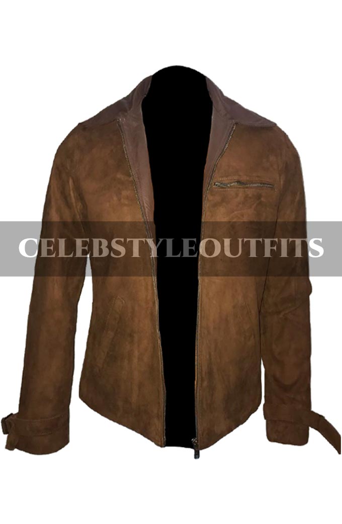 Allied Movie Brad Pitt Max Vatan Brown Suede Leather Jacket