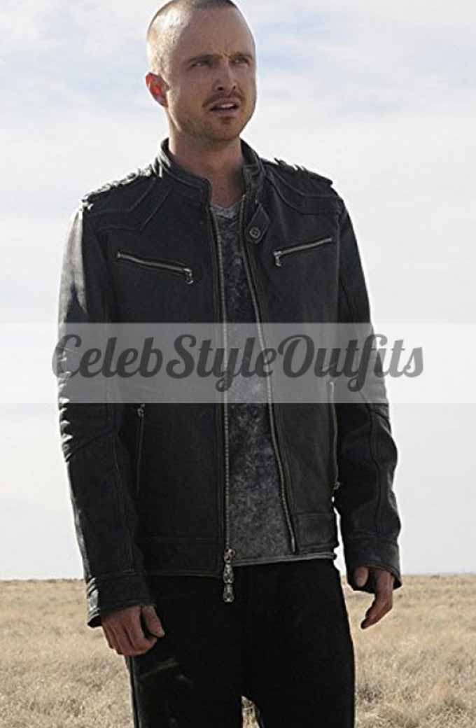 Breaking Bad Season 5 Aaron Paul Black Leather Jacket
