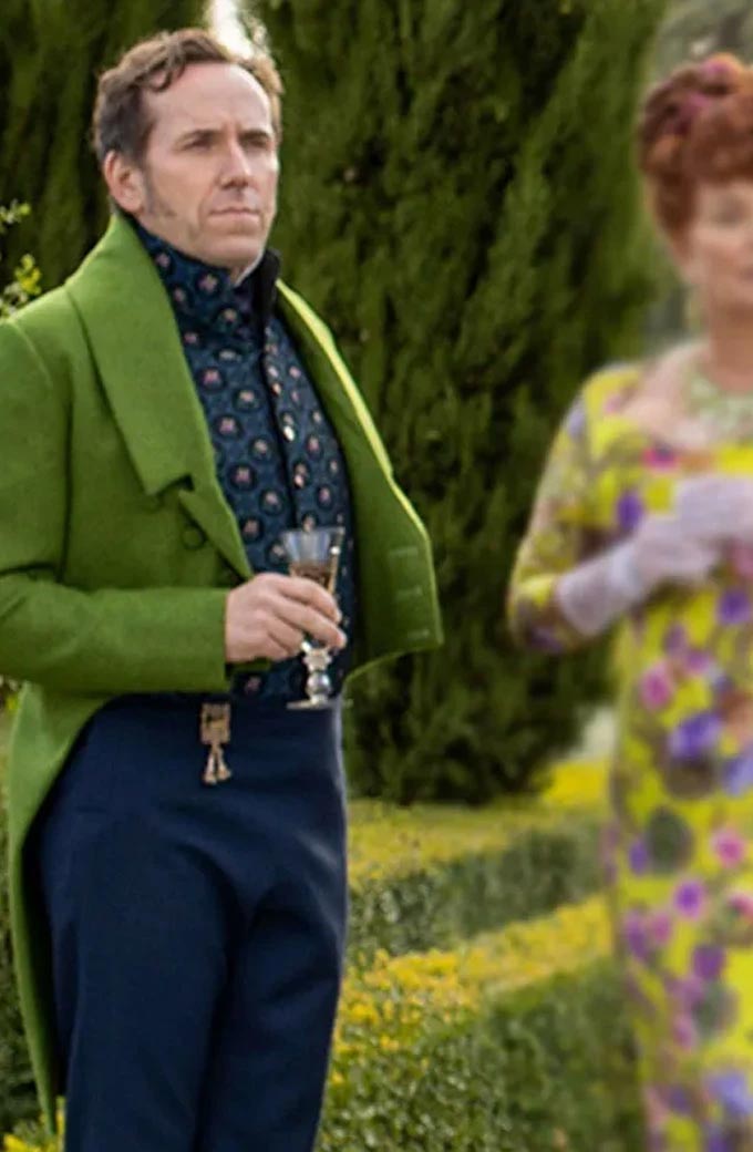 Ben Miller Lord Featherington Bridgerton Green Wool Tailcoat