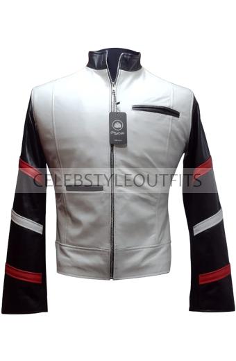 Casual Bruce Lee White Vintage Classic Biker Leather Jacket