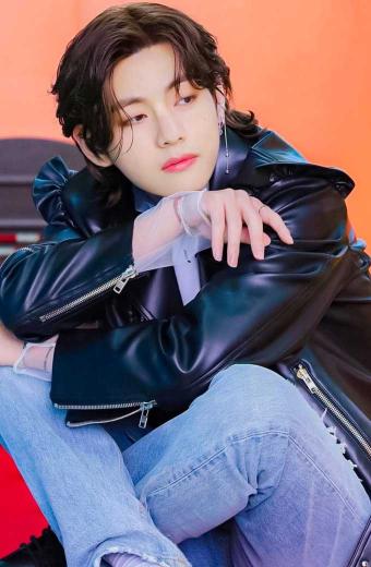 V BTS Butter Kim Tae-hyung Concept Shoot Black Biker Jacket