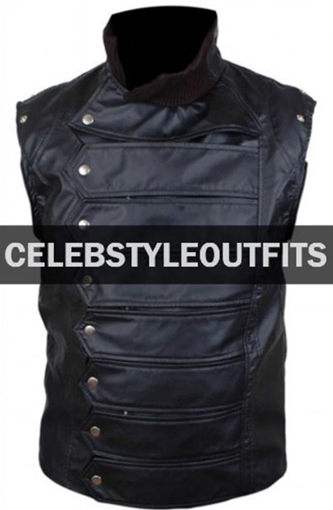 Bucky Barnes Winter Soldier Detachable Leather Vest Jacket