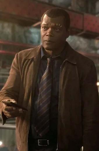 Samuel L Jackson Captain Marvel Nick Fury Brown Suede Jacket